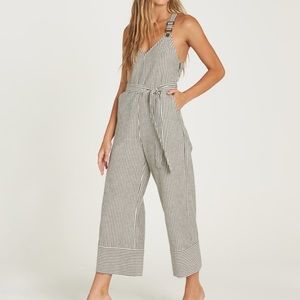 Billabong stripped wide leg overalls